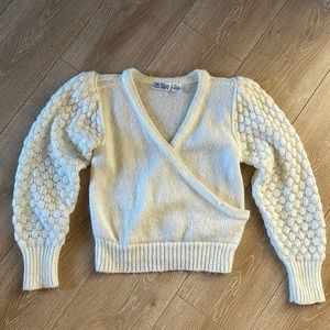 Vintage Cream Sweater w/ Puff Shoulders